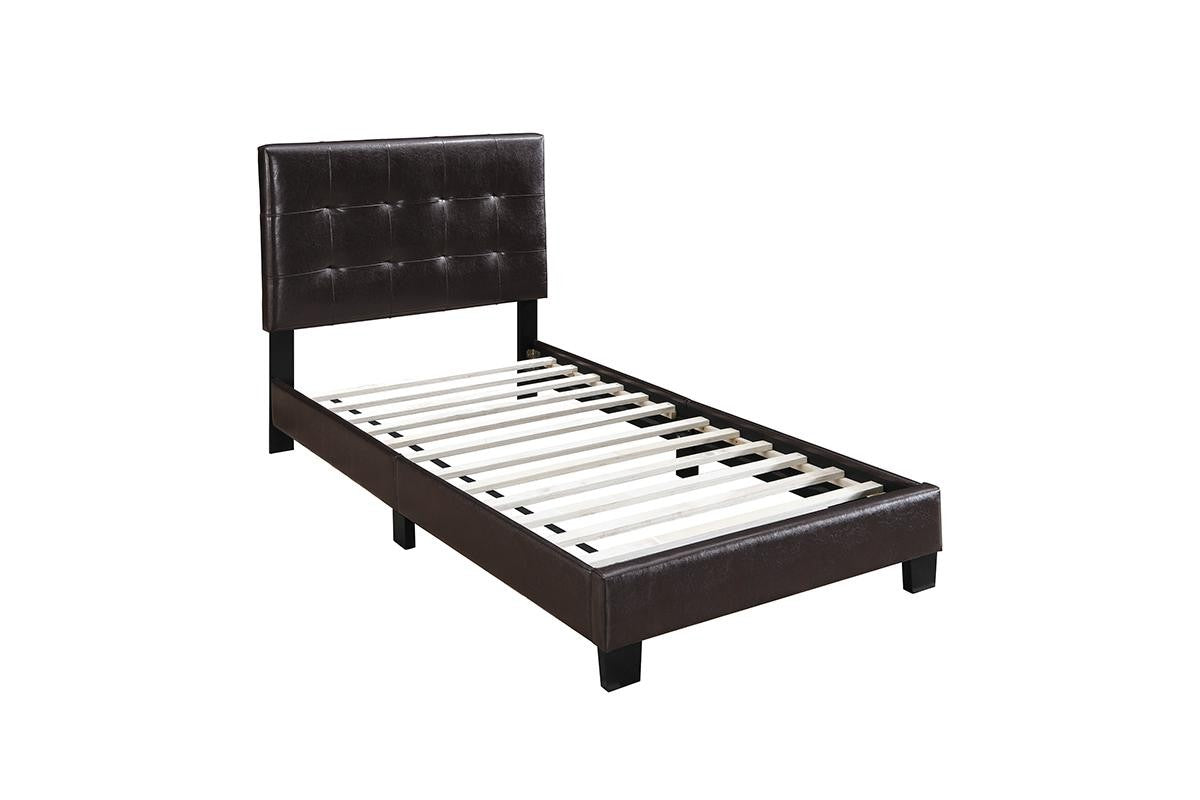 Twin Bed/Brown Pu - Brown / Black