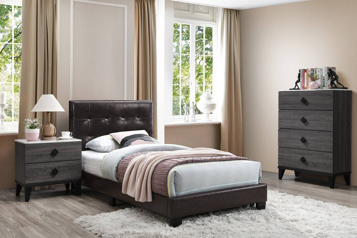 Twin Bed - Brown / Black