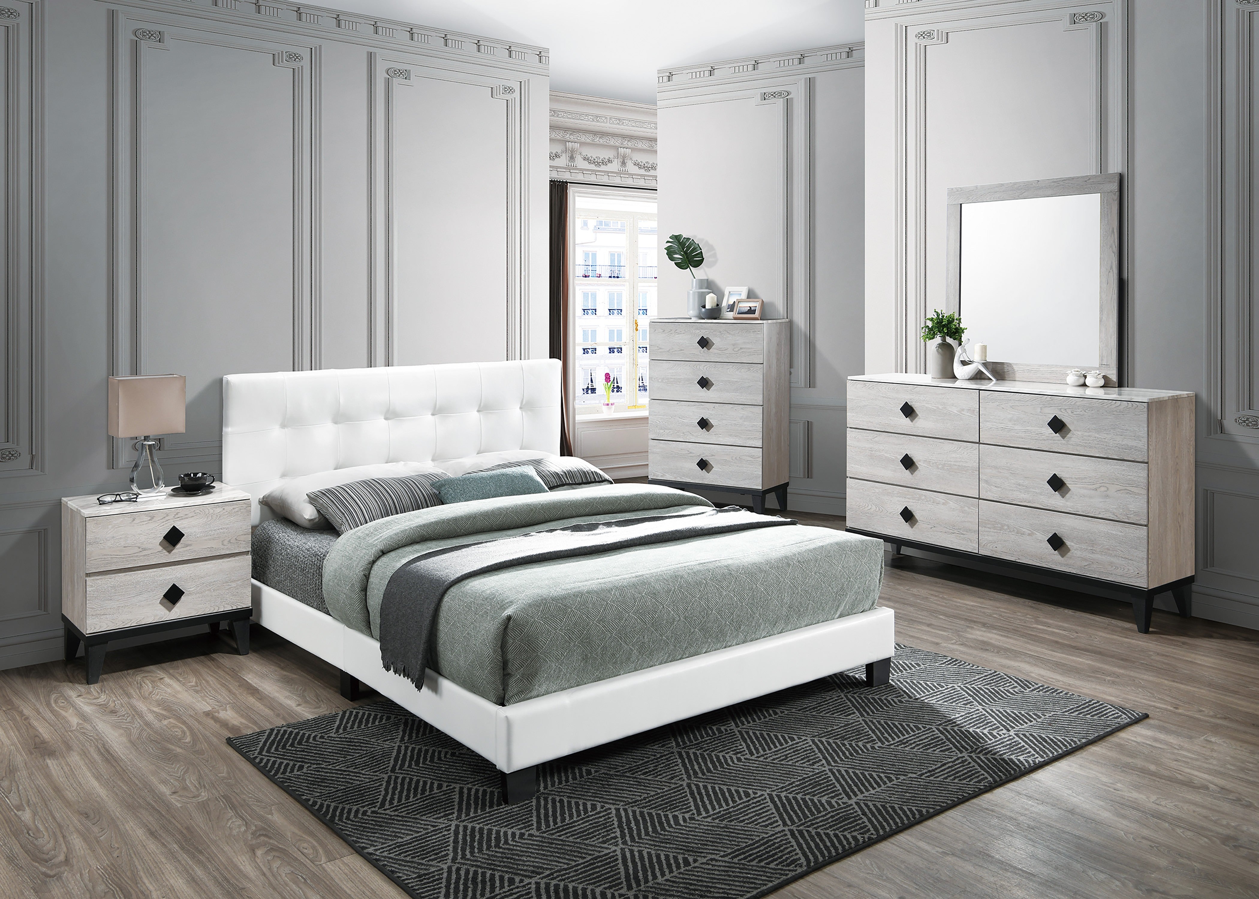 Full Bed - White / Black