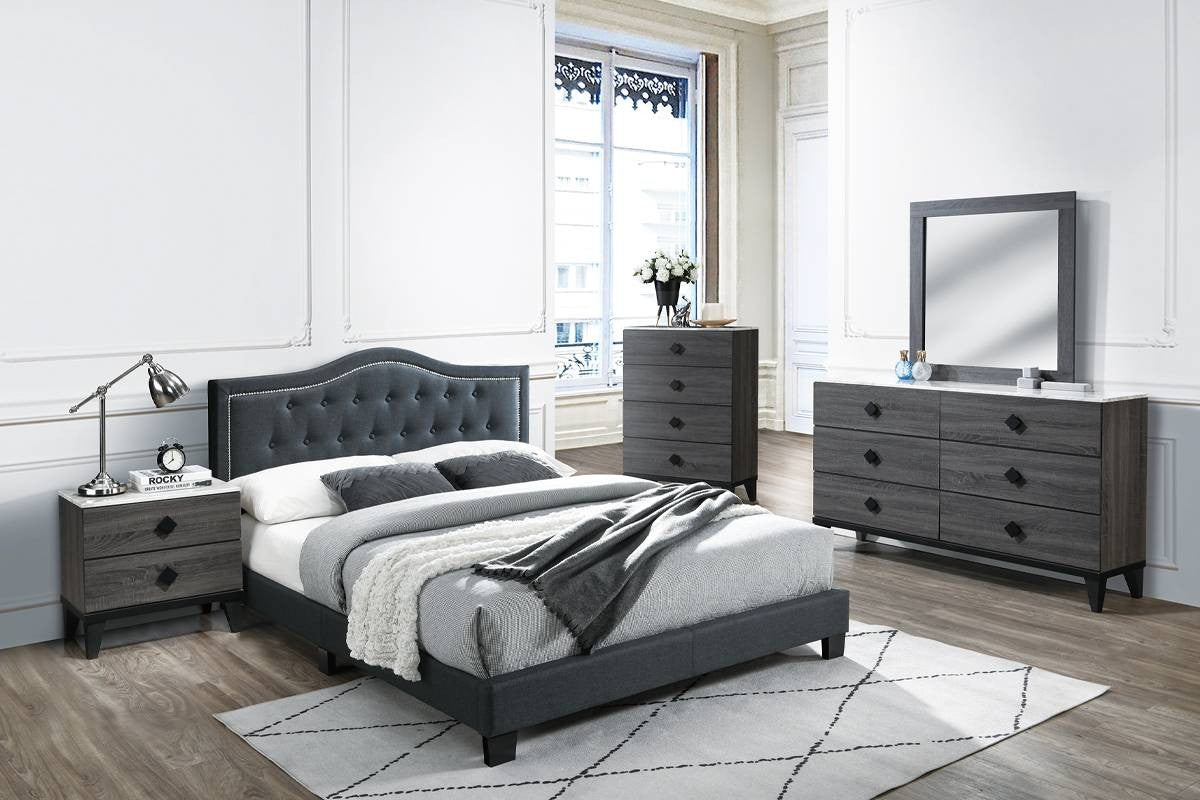 Queen Bed - Charcoal / Black