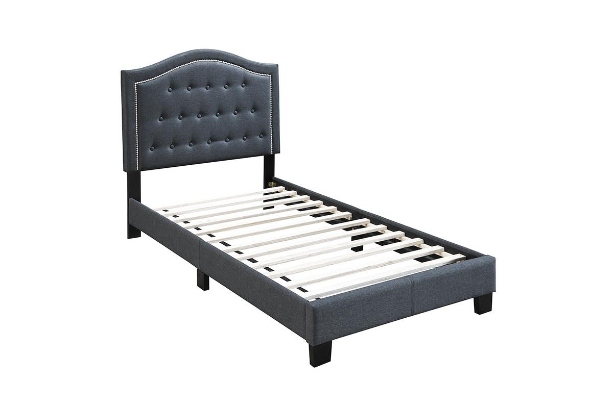 Twin Bed/Charcoal Burplap - Charcoal / Black
