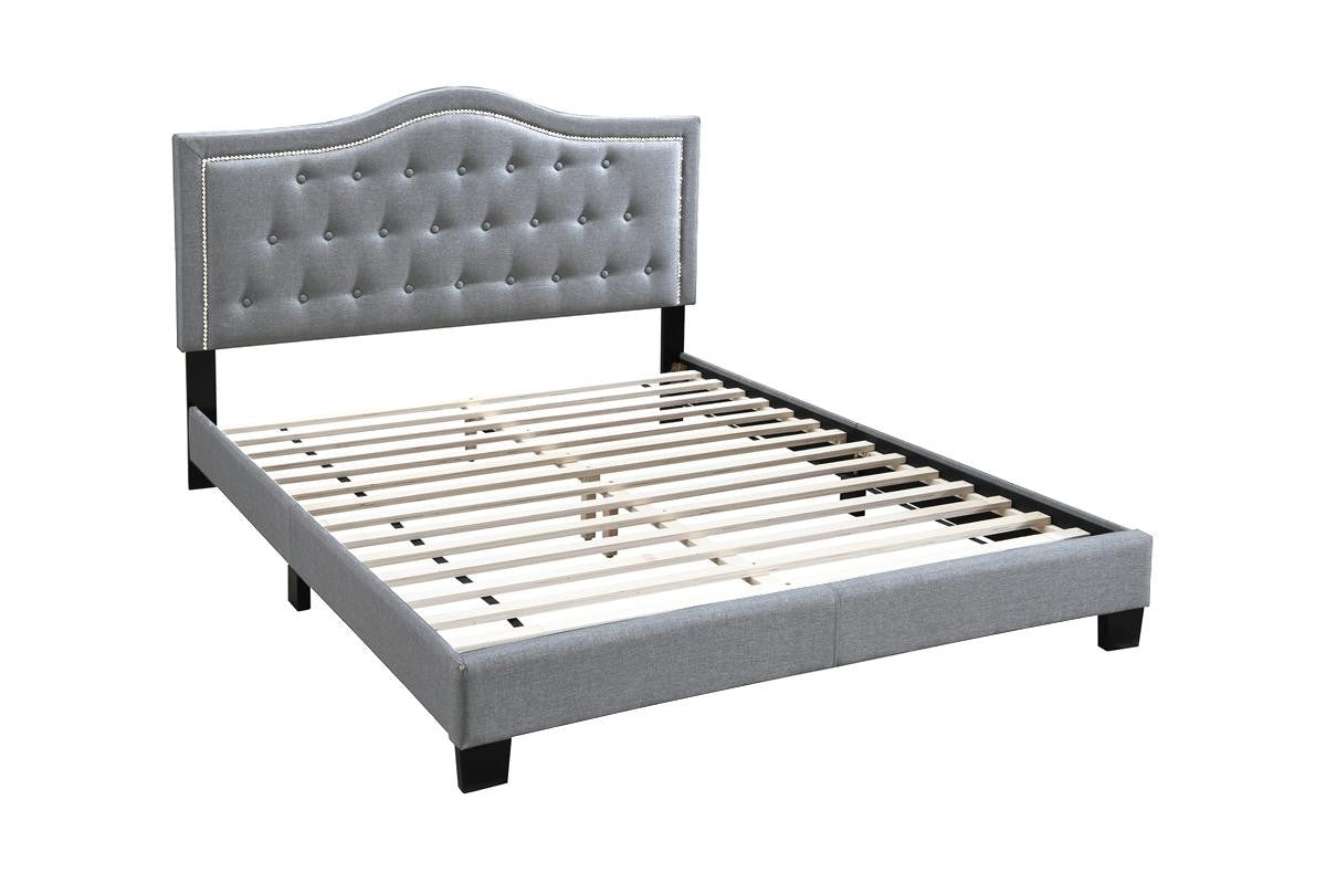 Full Bed/Grey Velvet - Grey / Black