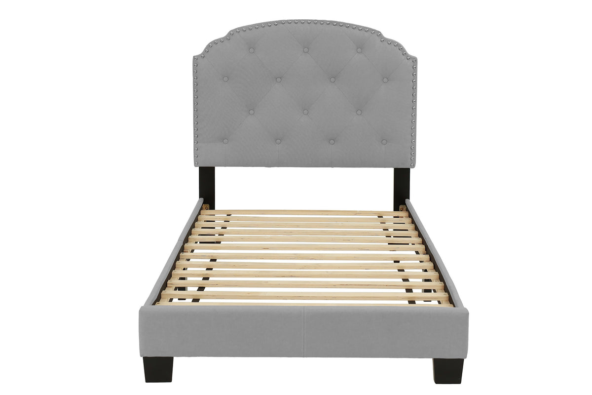 Twiin Bed/Light Grey Burplap - Light Grey / Black