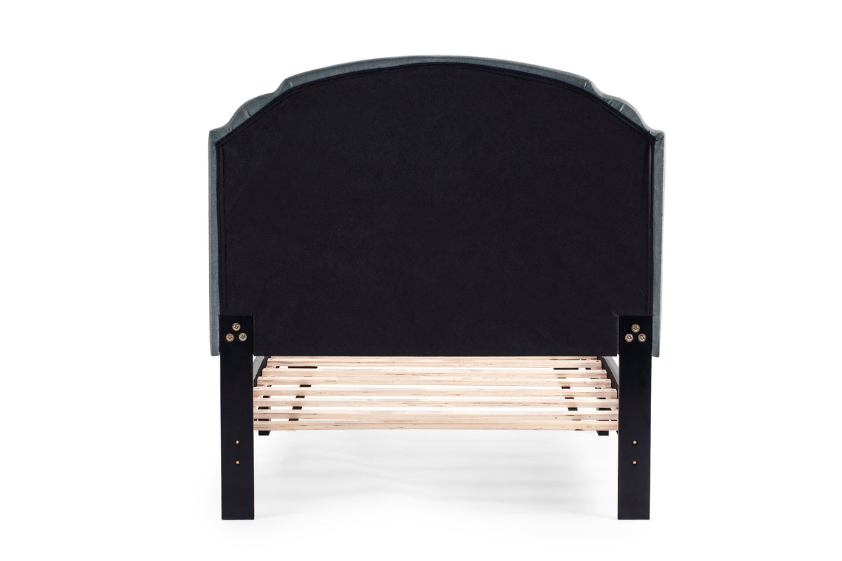 Twiin Bed/Light Grey Burplap - Light Grey / Black