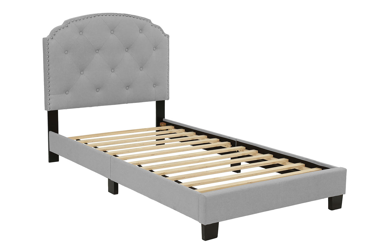 Twiin Bed/Light Grey Burplap - Light Grey / Black