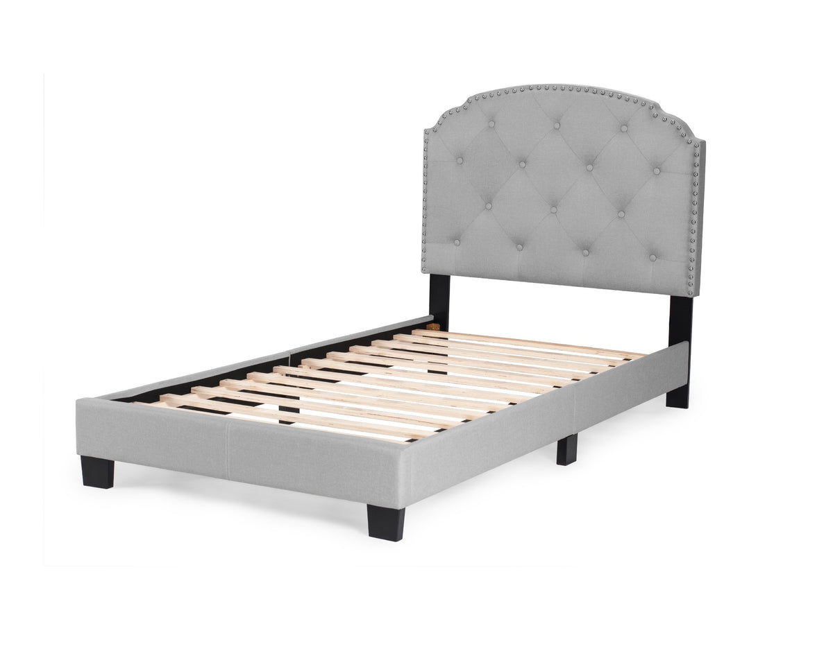 Twiin Bed/Light Grey Burplap - Light Grey / Black