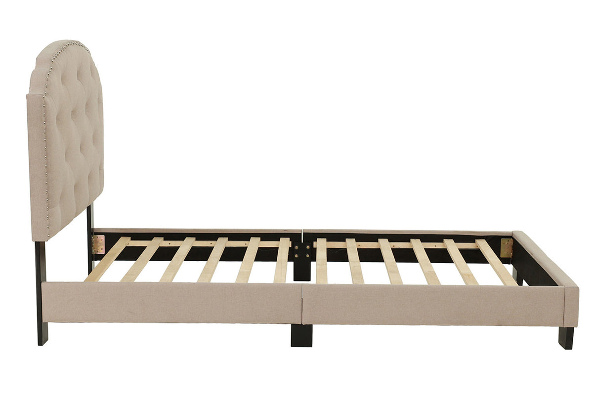Twin Bed/Light Brown Burplap - Light Brown / Black