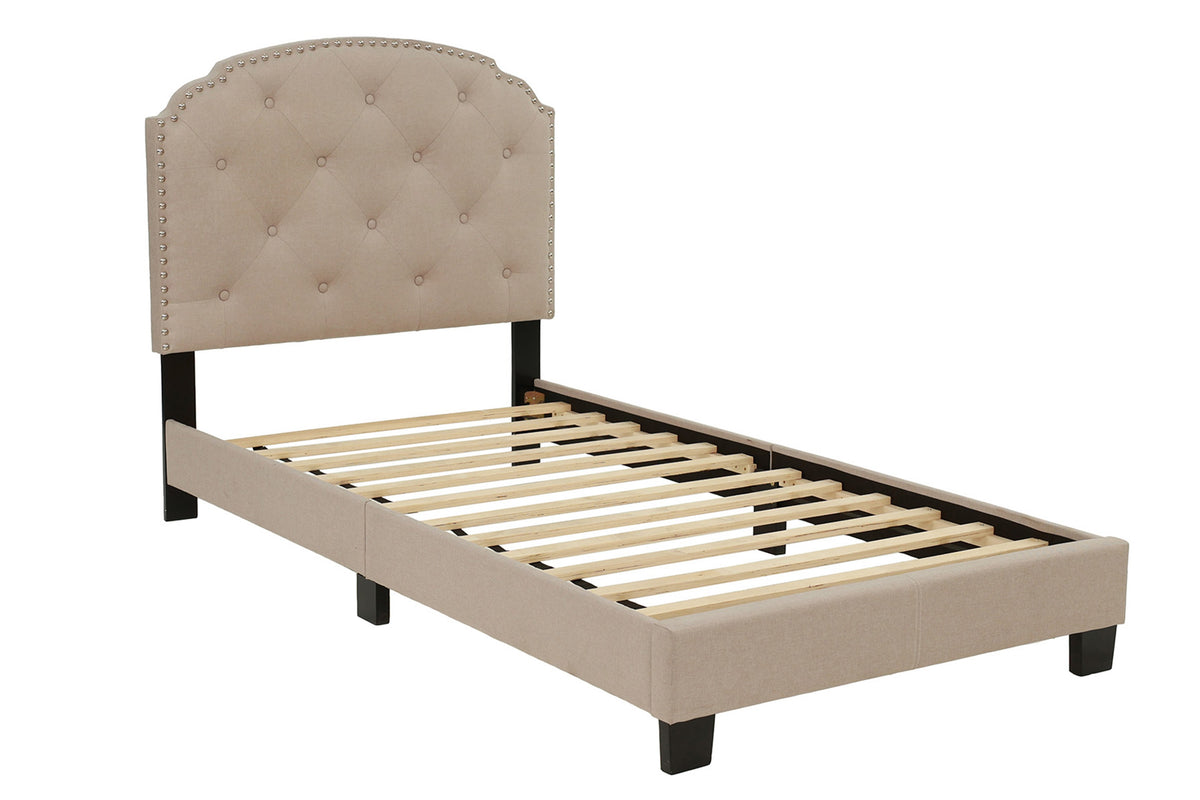 Twin Bed/Light Brown Burplap - Light Brown / Black