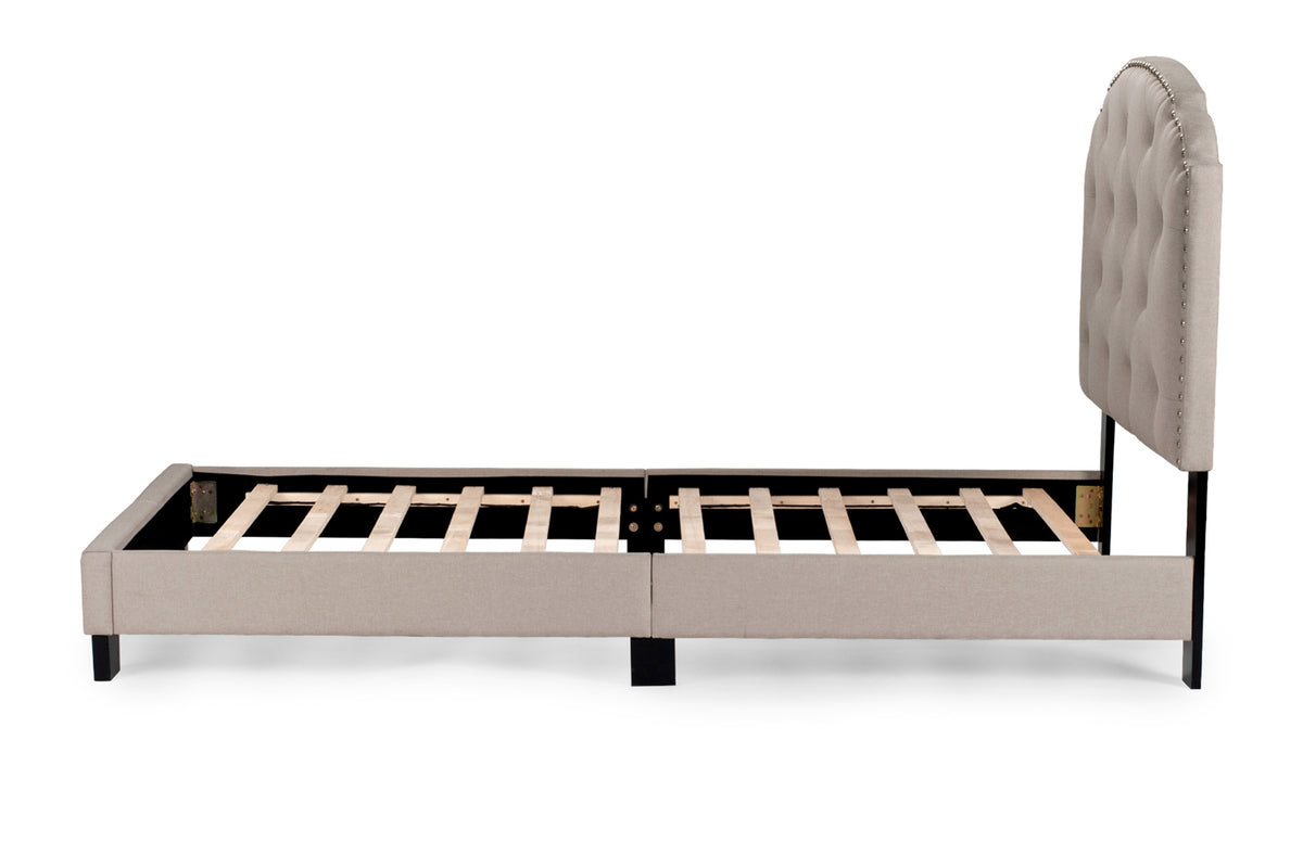 Twin Bed/Light Brown Burplap - Light Brown / Black