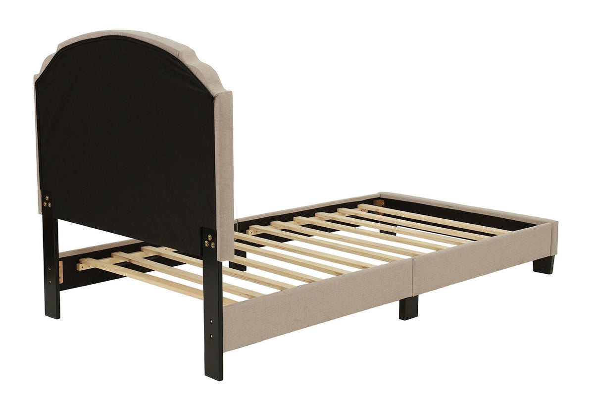 Twin Bed/Light Brown Burplap - Light Brown / Black