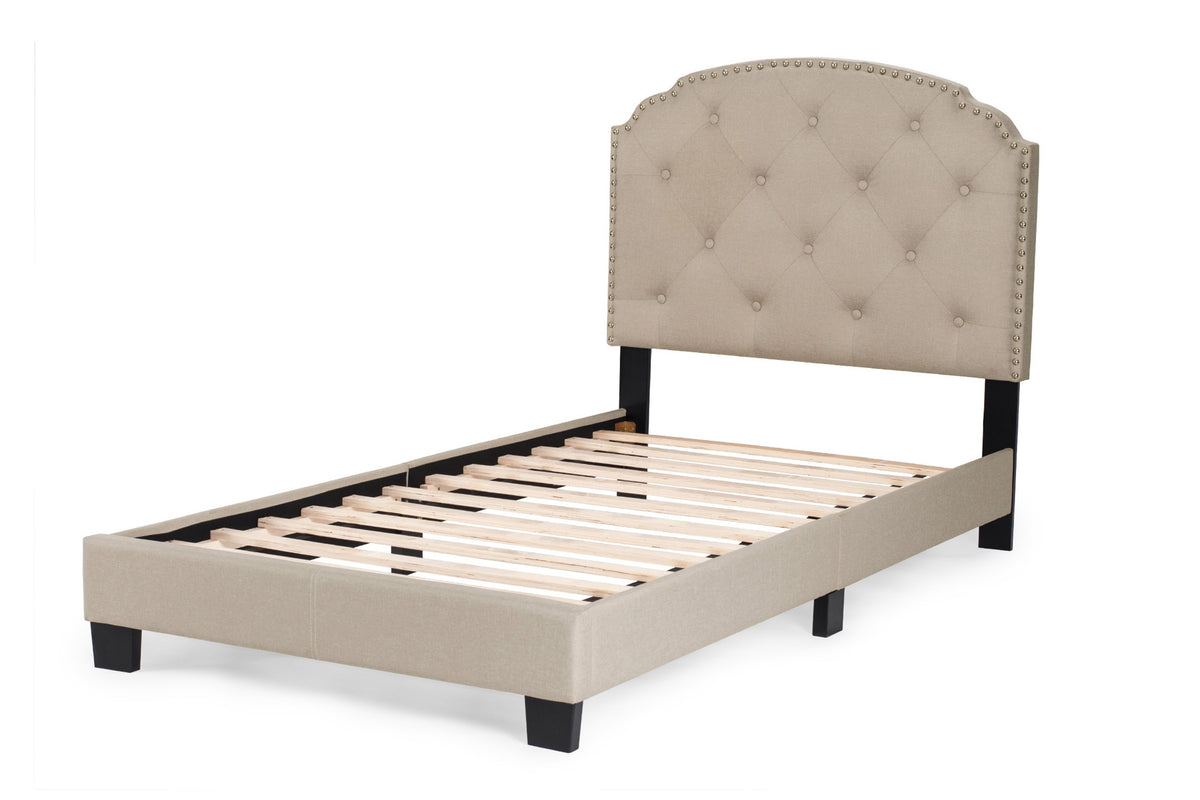 Twin Bed/Light Brown Burplap - Light Brown / Black