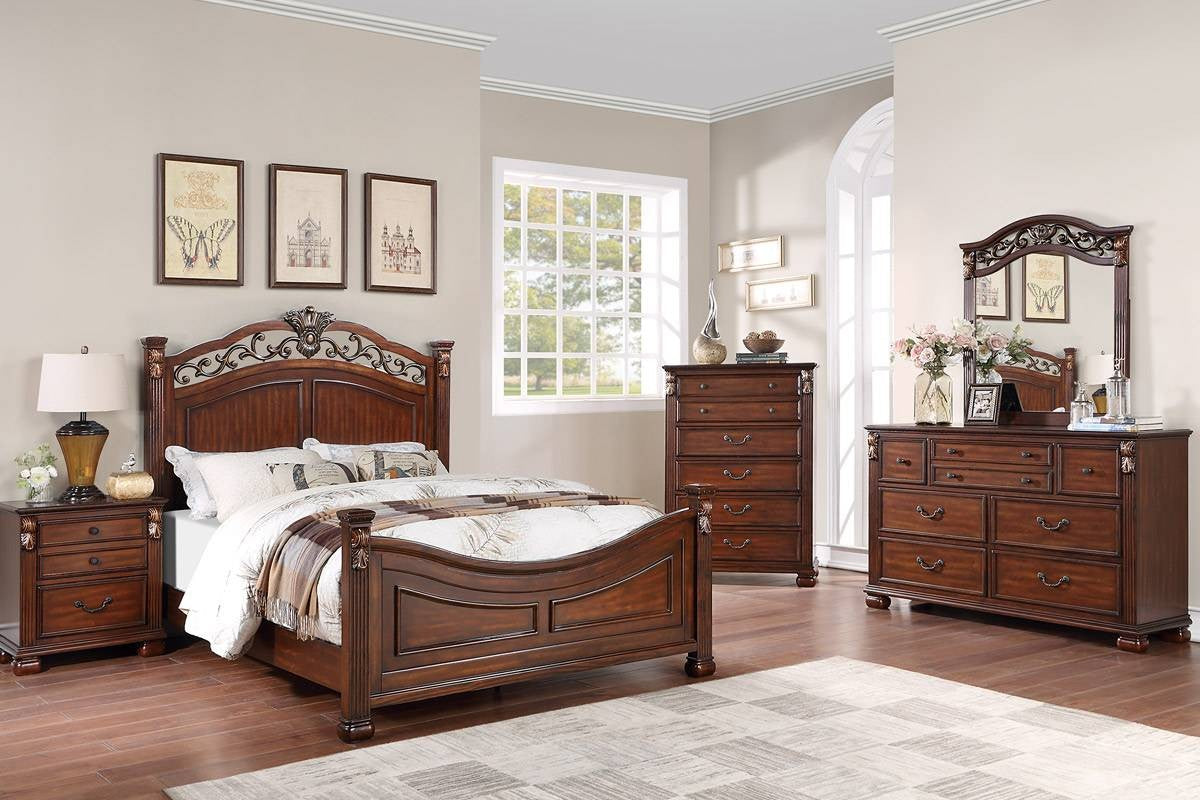 Eastern King Bed - Dark Cherry