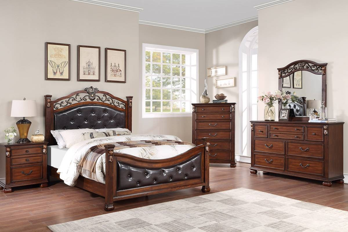 Queen Bed - Dark Cherry