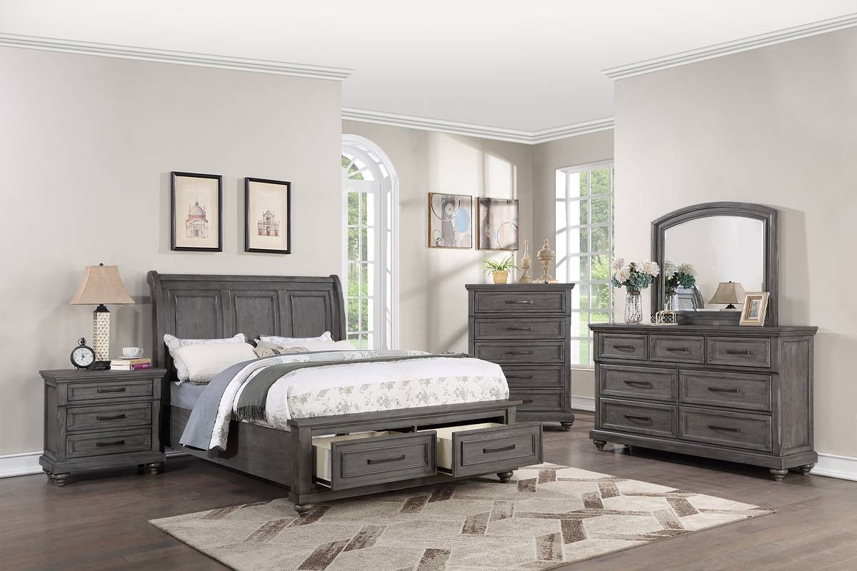 Queen Bed - Antique Gray Oak