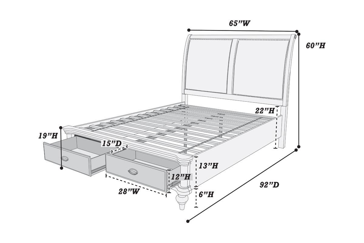 Queen Bed - Antique Silver