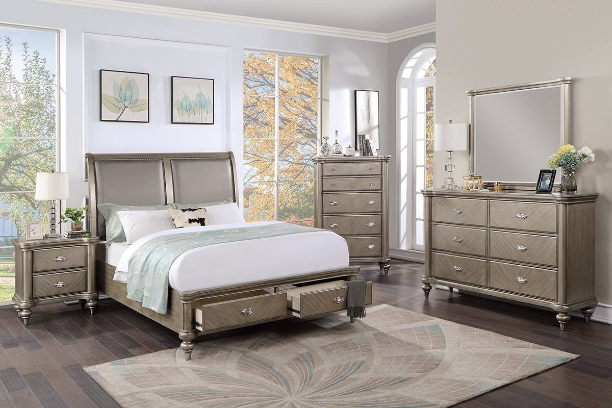 Queen Bed - Antique Silver