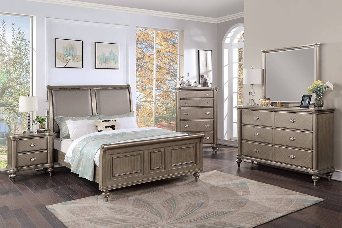 California King Bed - Antique Silver