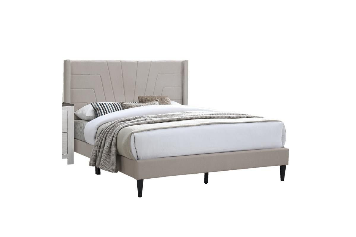 Queen Bed - Light Brown Burlap
