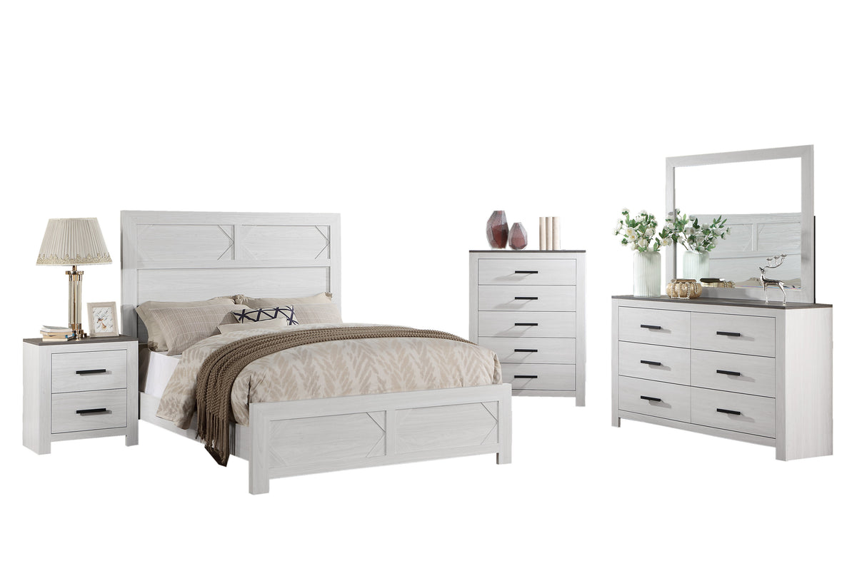 Queen Bed - Whitewash