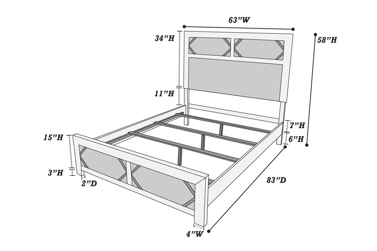 Queen Bed - Whitewash