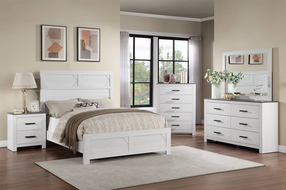 Queen Bed - Whitewash
