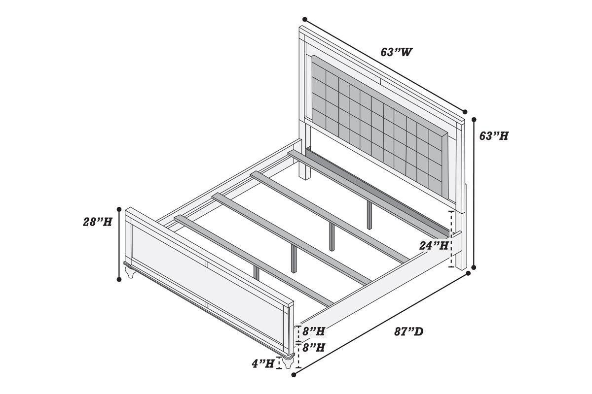Queen Bed - Silver