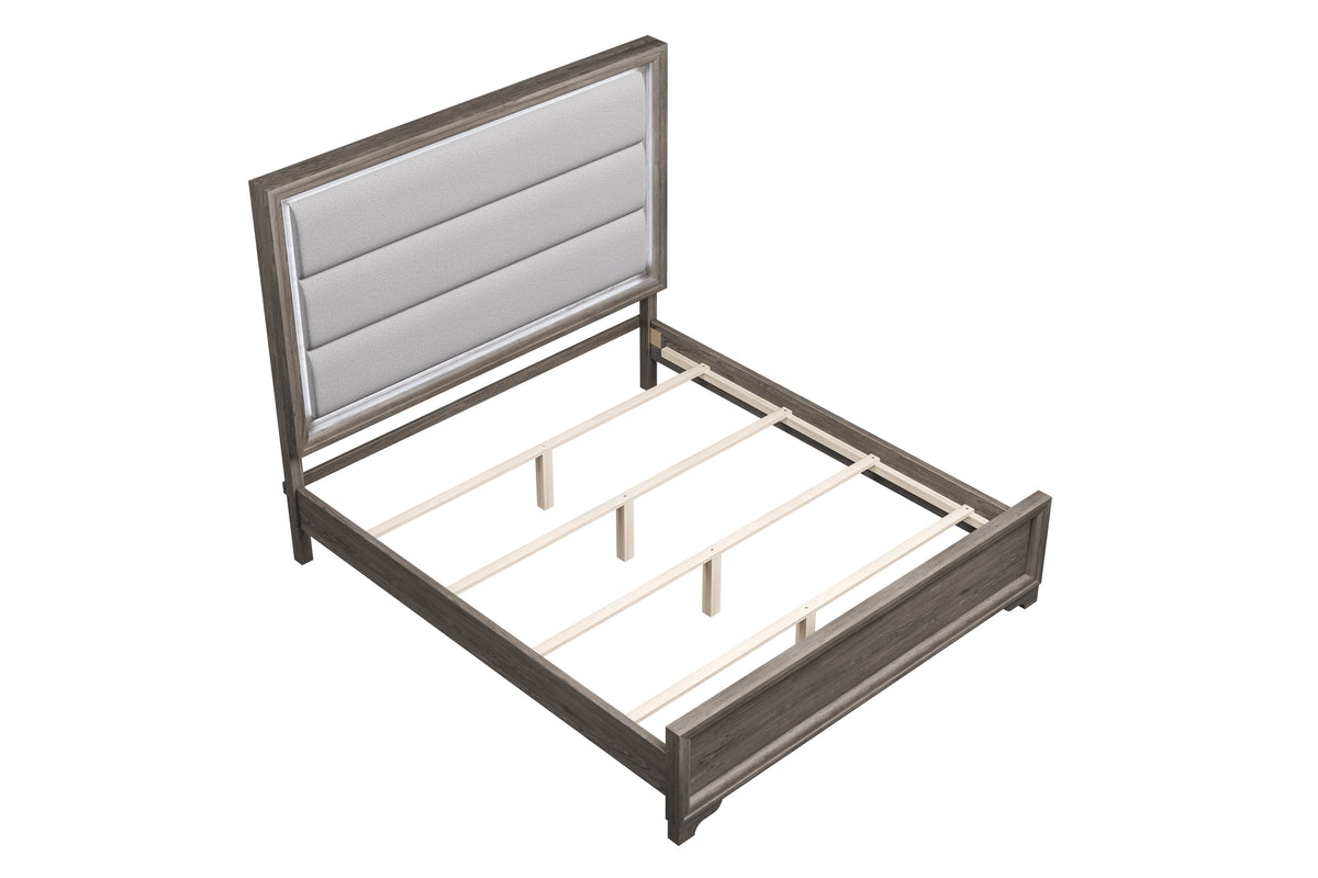 Queen Bed - Light Brown