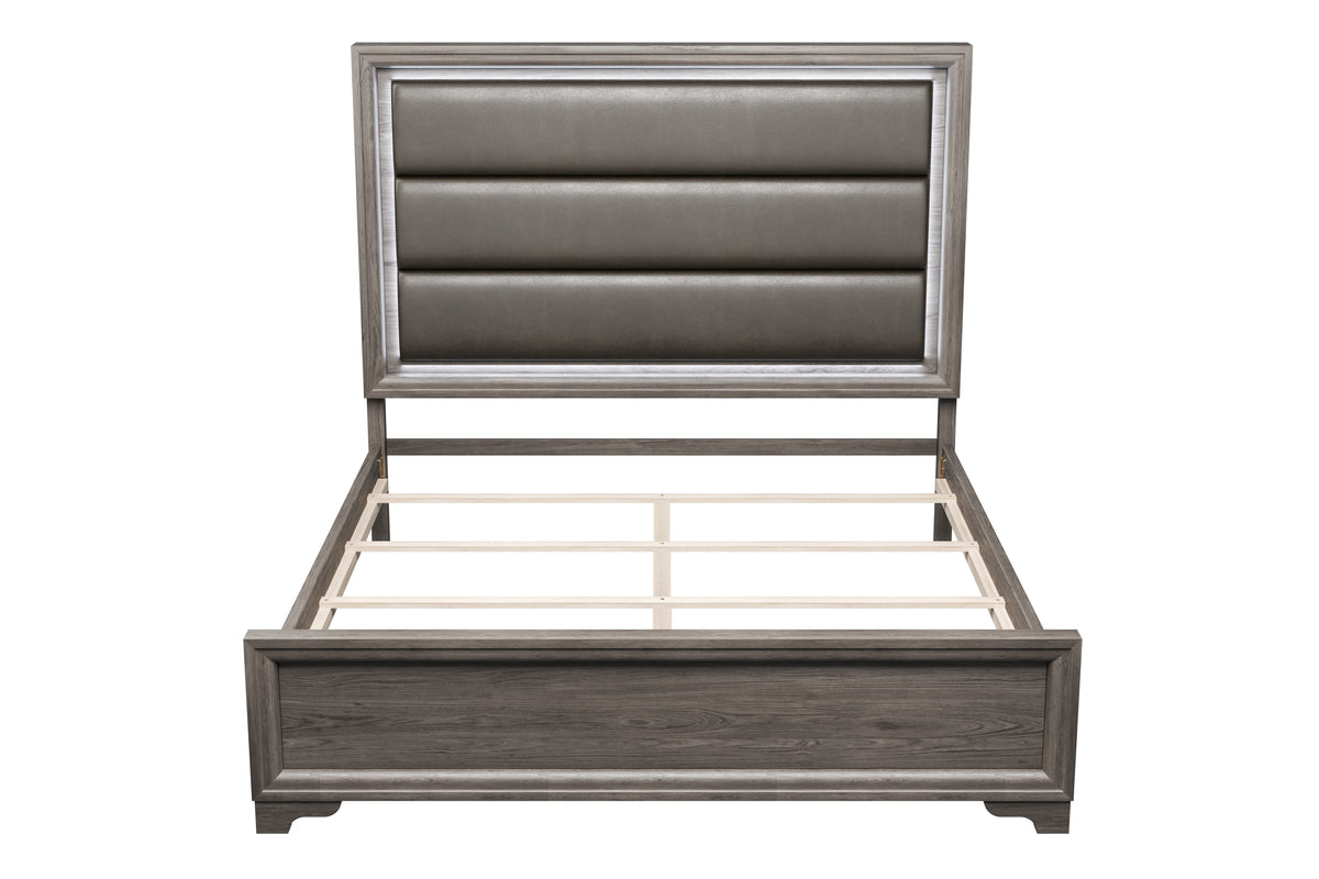 Queen Bed - Espresso Bonded Leather