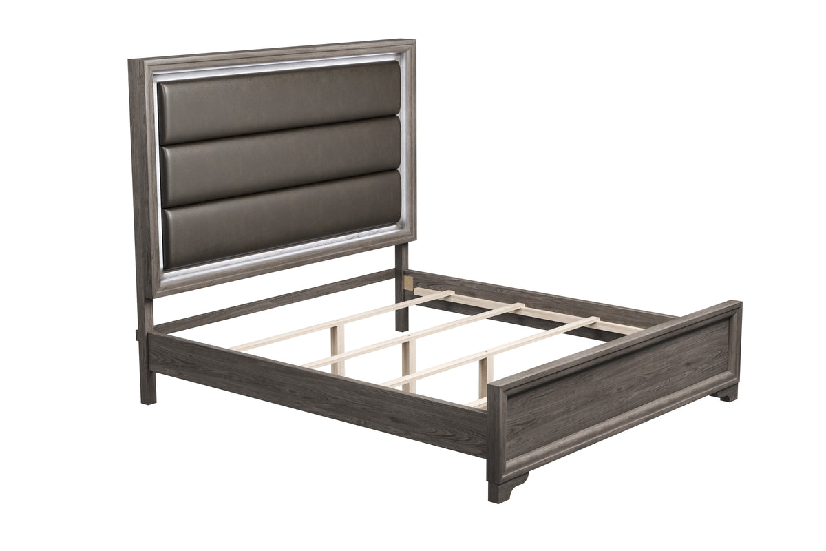 Queen Bed - Espresso Bonded Leather
