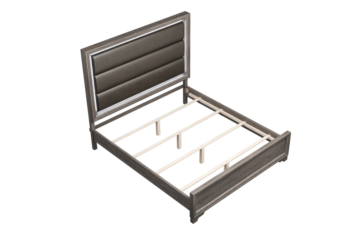 Queen Bed - Espresso Bonded Leather