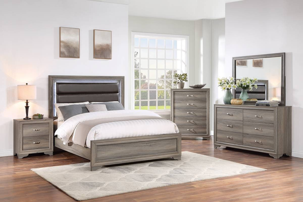 Queen Bed - Espresso Bonded Leather