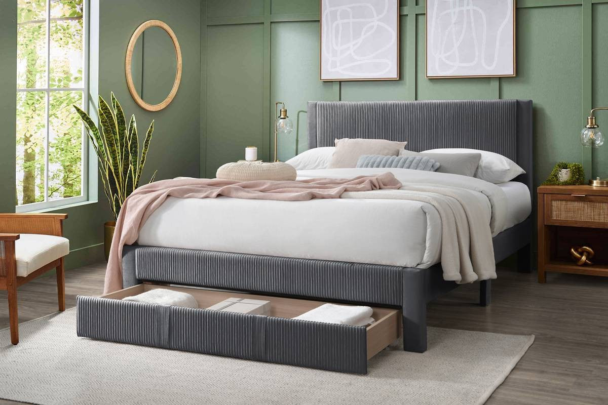 Queen Bed - Charcoal