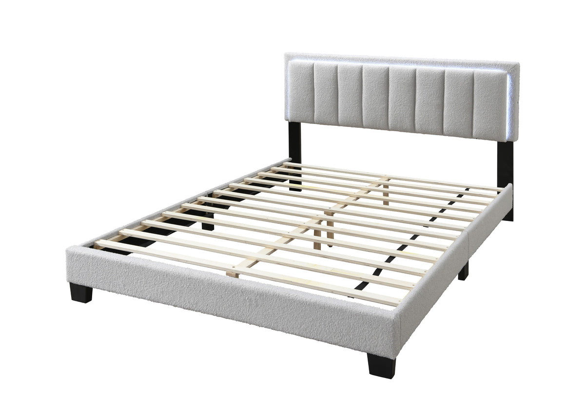 Queen Bed W/ Built-In Led Lights - Light Gray