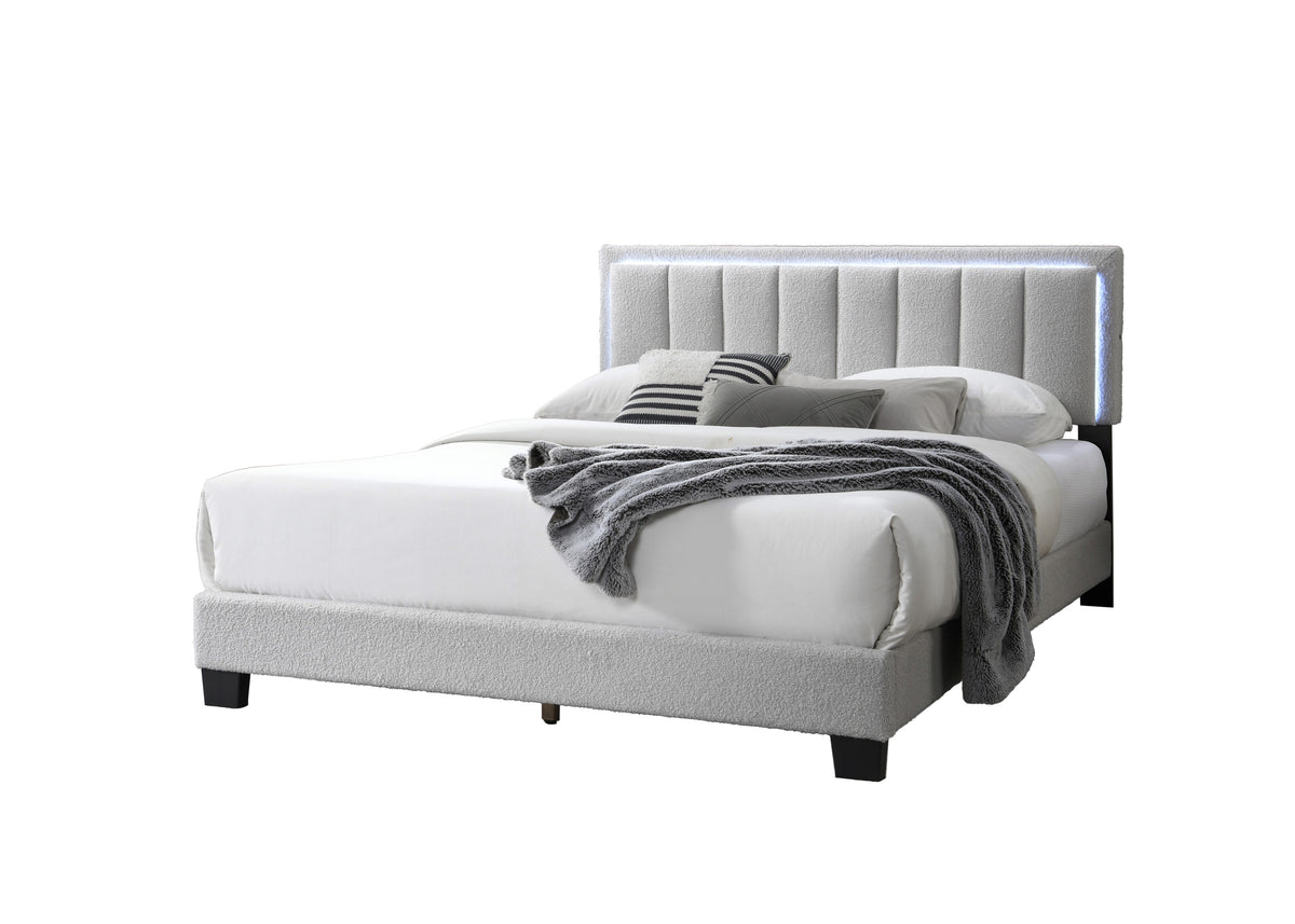 Queen Bed W/ Built-In Led Lights - Light Gray