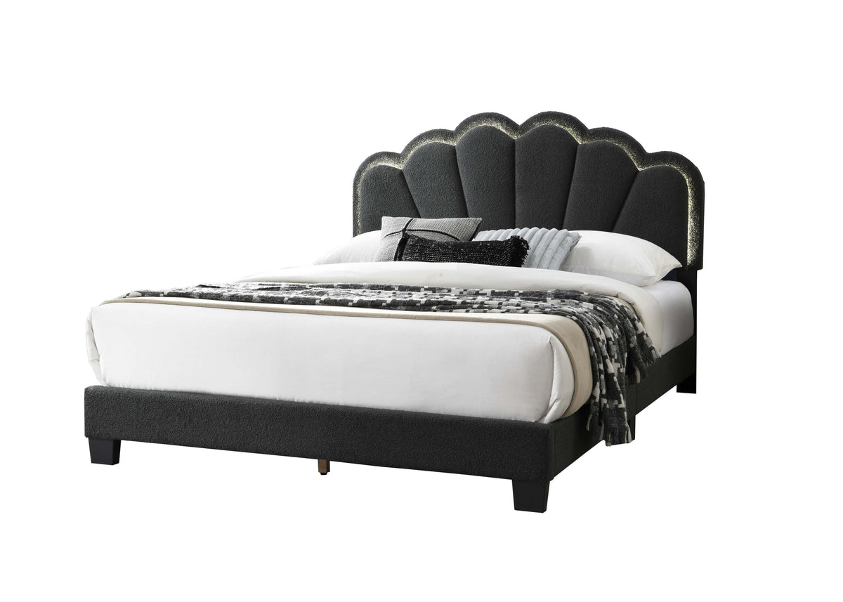 Queen Bed W/ Built-In Led Lights - Charcoal