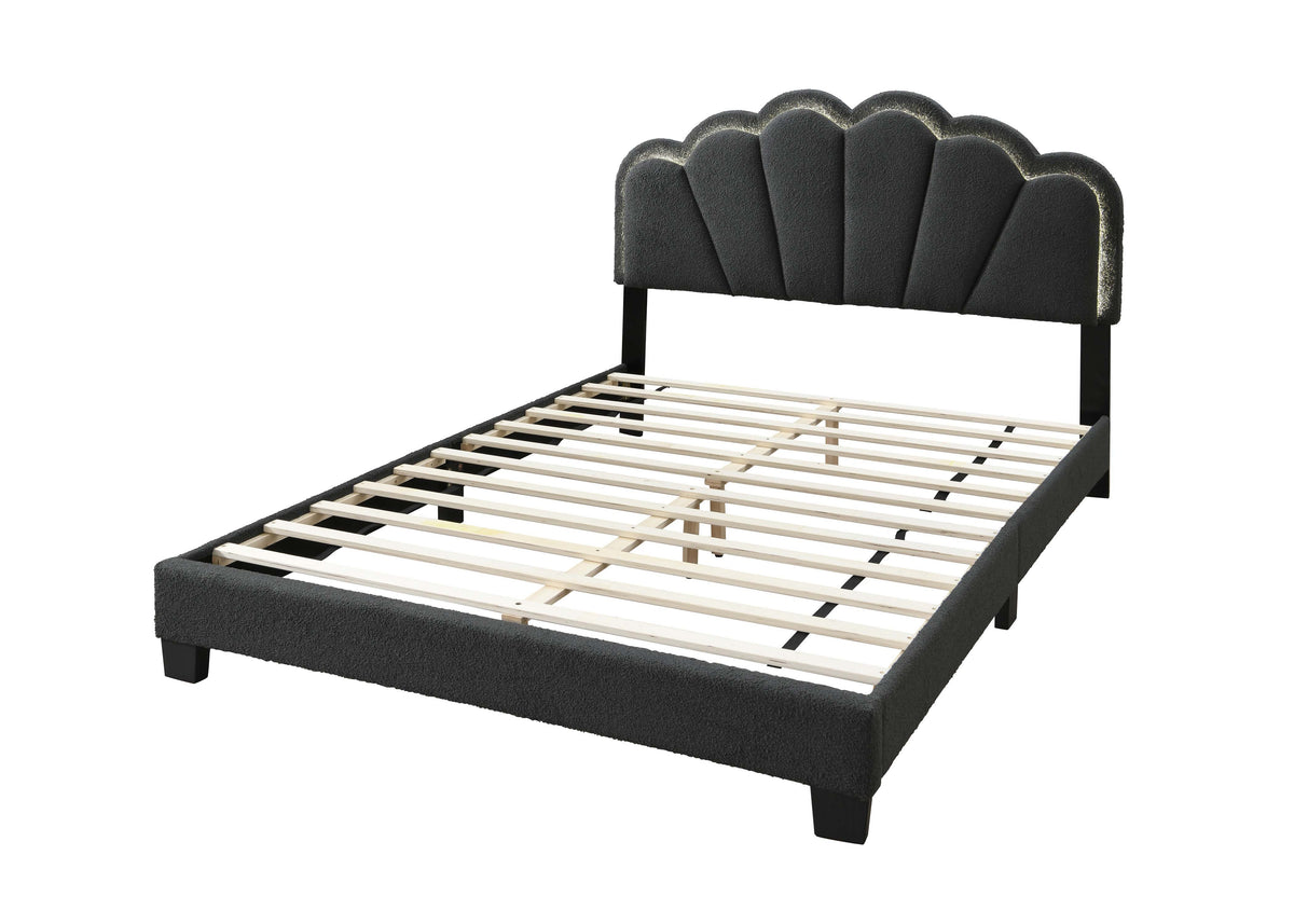 Queen Bed W/ Built-In Led Lights - Charcoal