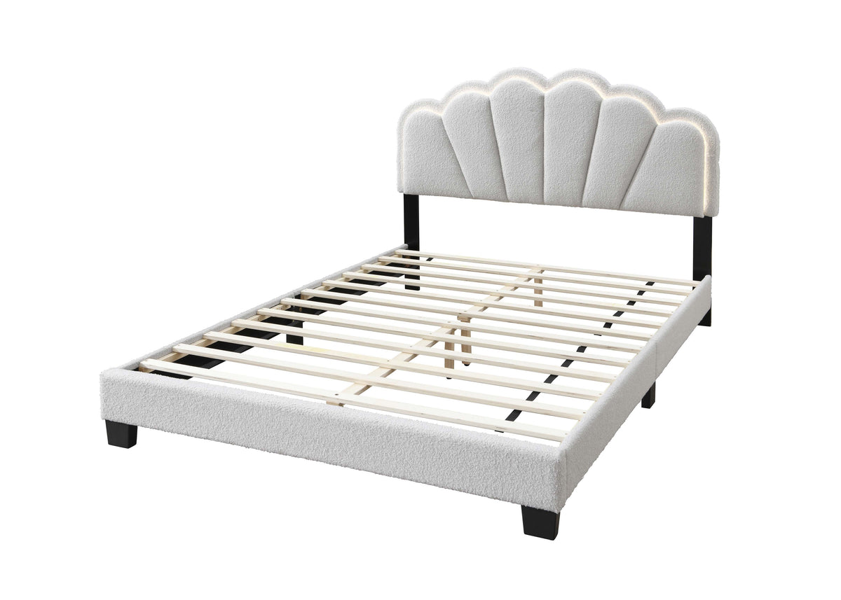 Queen Bed W/ Built-In Led Lights - White