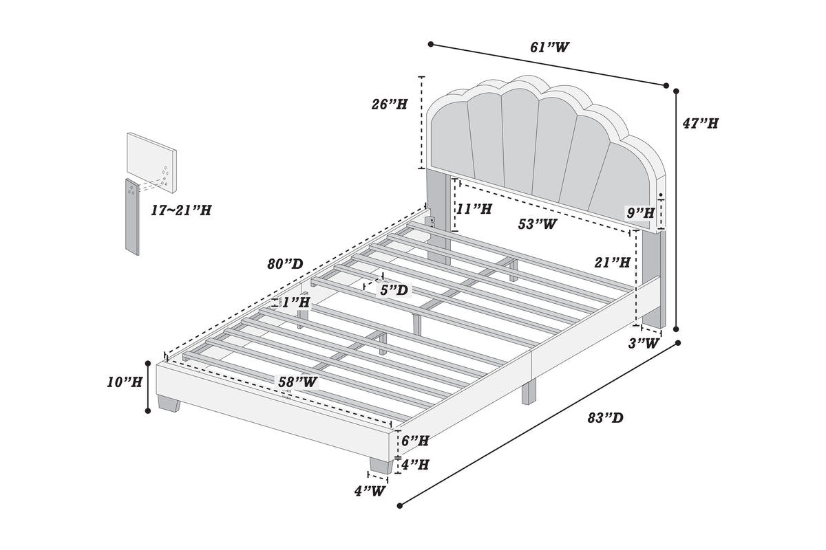 Queen Bed W/ Built-In Led Lights - White