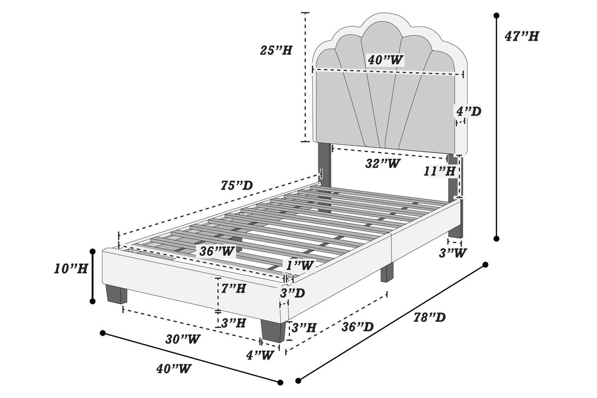 Twin Bed - White