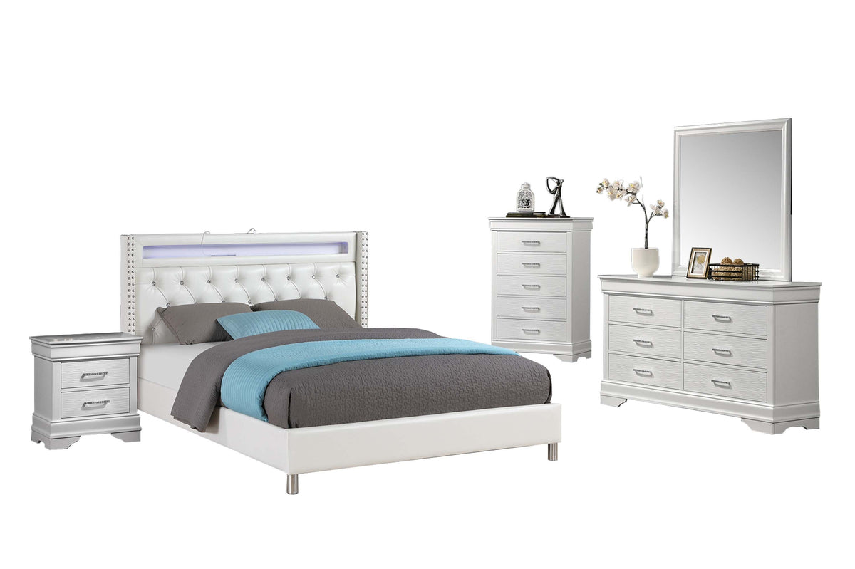 Queen Bed - White/ Espresso