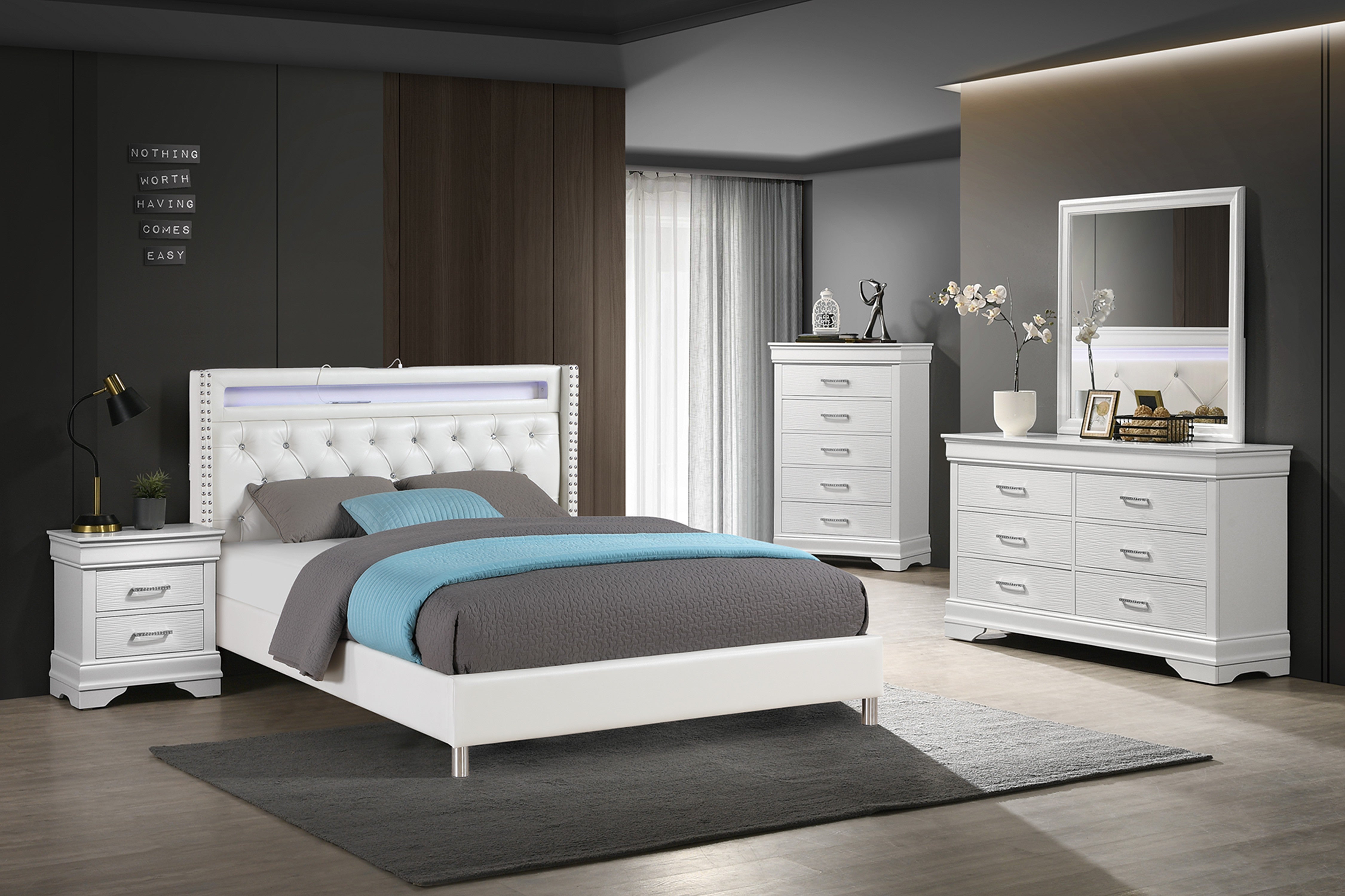 Queen Bed - White/ Espresso