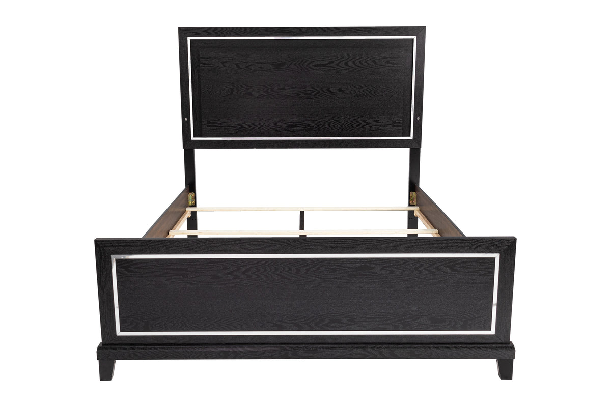 Queen Bed W/Led - Black