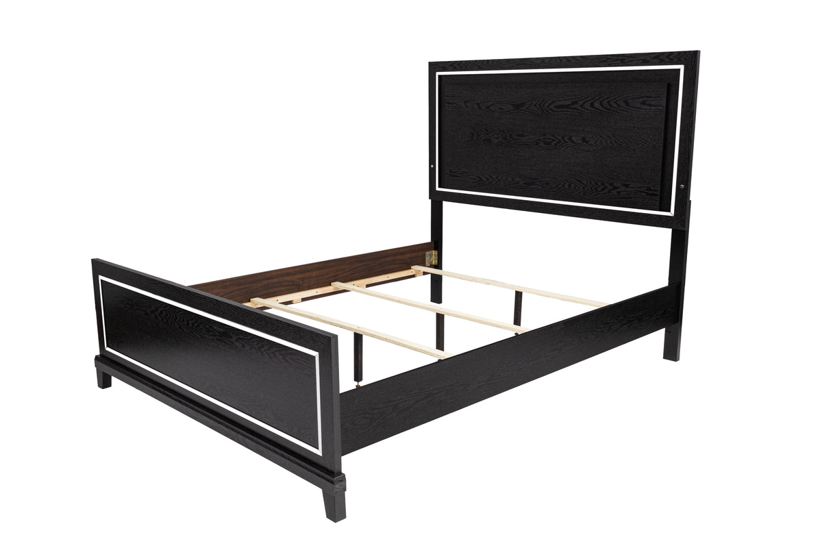 Queen Bed W/Led - Black