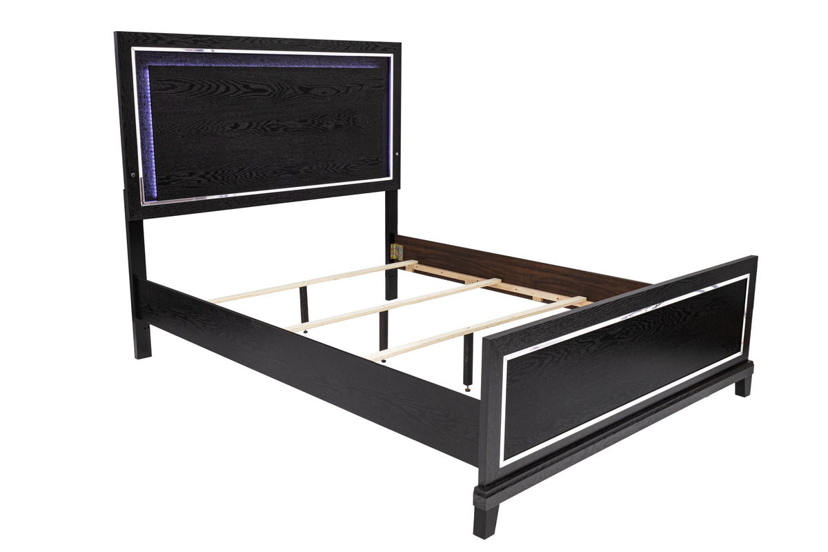 Queen Bed W/Led - Black