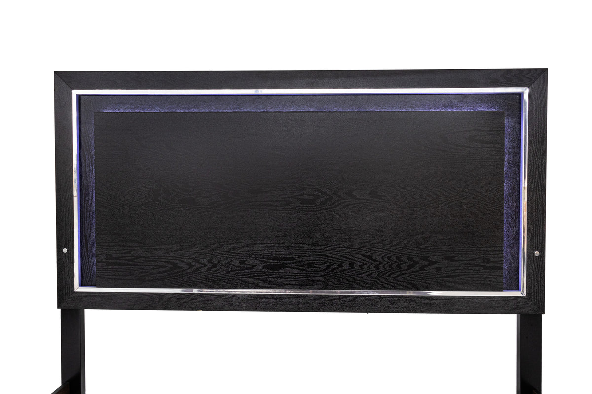 Queen Bed W/Led - Black