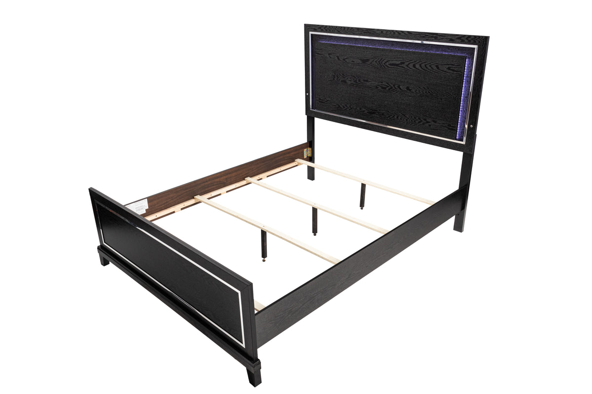 Queen Bed W/Led - Black