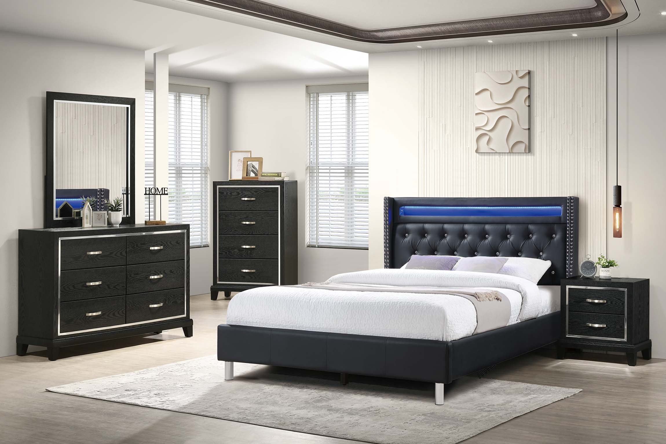 Queen Bed - Black/ Espresso