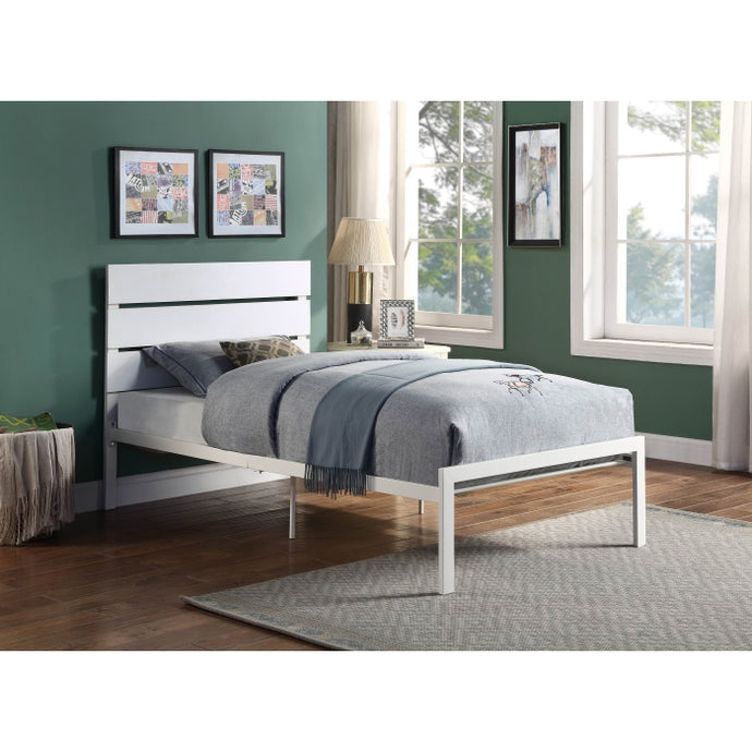 TWIN METAL BED WITH MATTRESS HME-1804WHT