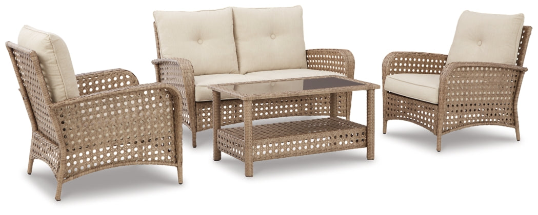 Outdoor Loveseat and 2 Chairs with Coffee Table PKG013824 (P345-035,P345-820) ASH