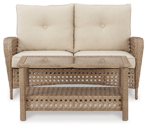 Outdoor Loveseat and 2 Chairs with Coffee Table PKG013824 (P345-035,P345-820) ASH